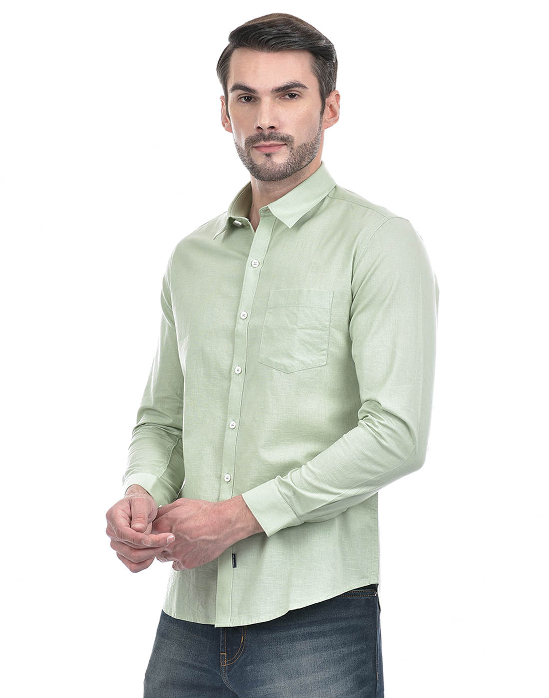 Numero Uno Men Solid Green Shirt